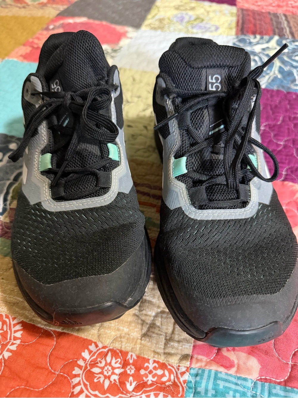Womens Adidas black and mint sneakers.  size 9